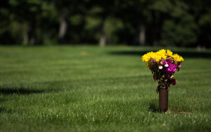 Bronze vase with flowers